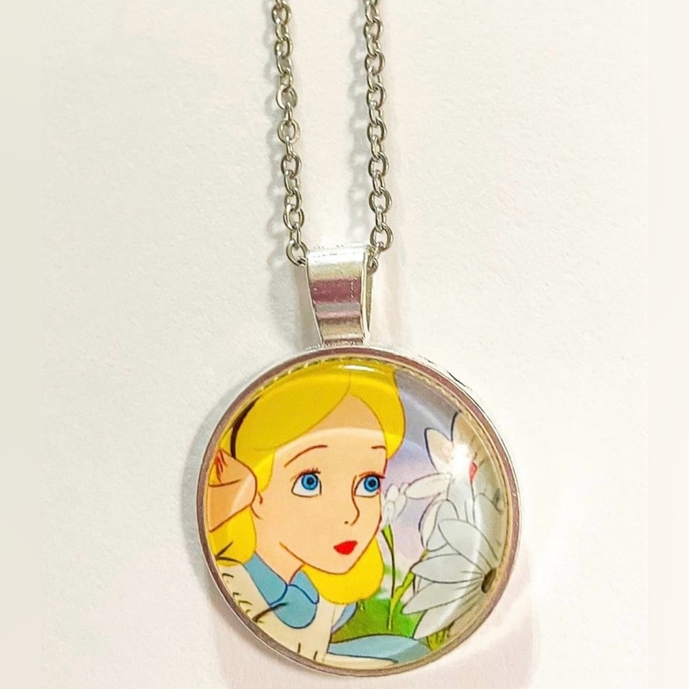Alice In Wonderland Silver Pendant Necklace